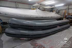 Pontoons of the new small boats under pressure testing. (courtesy of Humber)